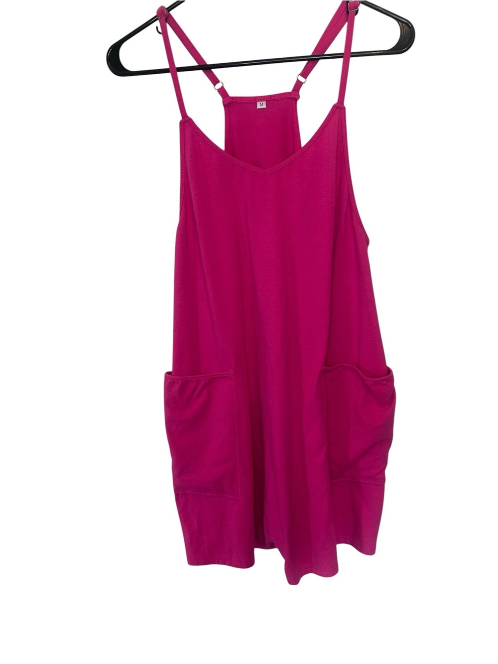 Women's Fuchsia Sleeveless Lounge Romper with Pockets